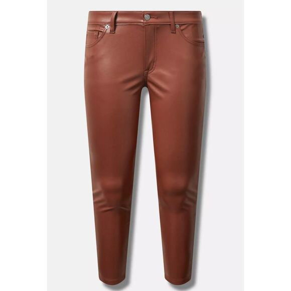 Torrid Plus Size Perfect Skinny Vegan Leather Mid Rise Pant in Root Beer Size 16 - Picture 1 of 12